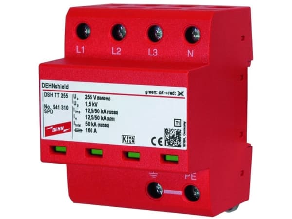 DEHN DSH TT 255, Pääte, 230 - 400 V, 50 - 60 Hz, 50000 A, Punainen, Termoplastinen