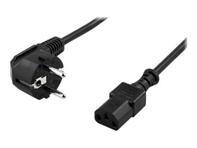 DELTACO DEL-111C - Strømkabel - power CEE 7/7 (hann) vinklet til power IEC 60320 C13 rett - AC 250 V - 10 A - 7 m - svart