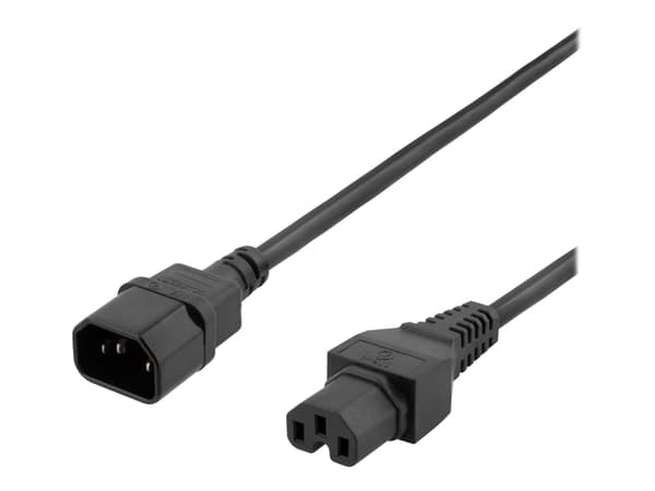 DELTACO - Virtajohto - CEE 7/7 IEC 60320 C15 - 250 V - 10 A - 3 m - musta