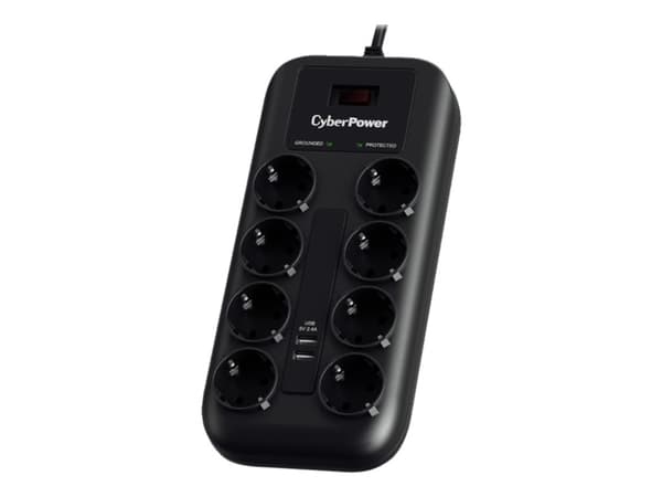 CyberPower Professional Series P0820SUF0-DE - Strømstødsbeskytter - AC 200-250 V - output-stikforbindelser: 8 - 1,8 m ledning - sortering
