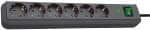 Brennenstuhl Eco-Line, 6 AC-pistorasia(a), Tyyppi F, 3680 W, 13500 A, Musta, IP20