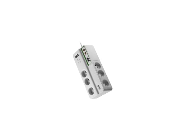 APC SurgeArrest Home/Office - Overspenningsavleder - AC 230 V - 2300 watt - utgangskontakter: 6 - 3 m kabel - Belgia, Frankrike - hvit