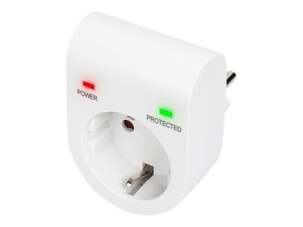 DIGITUS Professional DN-95400 - Overspenningsavleder - AC 230 V - 3500 watt - utgangskontakter: 1 - hvit