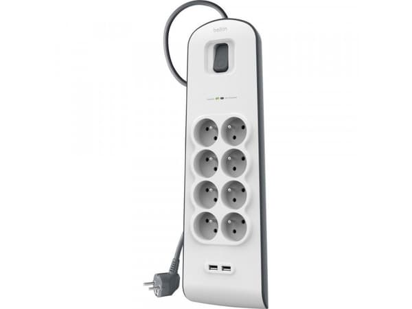 Belkin BSV804ca2M, 900 J, 8 AC-pistorasia(a), Valkoinen, 2 m