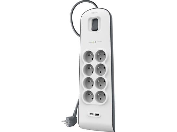 Belkin BSV804ca2M, 900 J, 8 AC-pistorasia(a), Valkoinen, 2 m