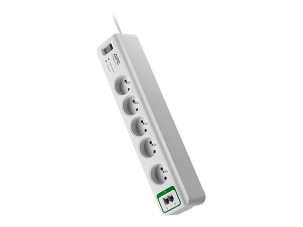 APC SurgeArrest Essential - Överspänningsskydd - AC 230 V - 2300 Watt - utgångskontakter: 5 - 1.83 m sladd - Belgien, Frankrike - vit