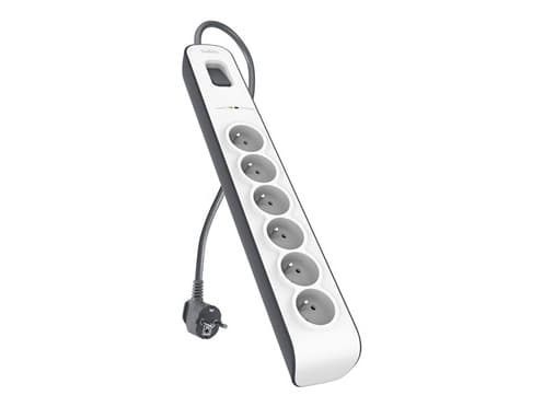 Belkin BSV603ca2m, 650 J, 6 AC-pistorasia(a), Tyyppi E, Musta, Valkoinen, Tyyppi E, 2 m