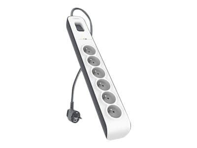 Belkin BSV603ca2m, 650 J, 6 AC-pistorasia(a), Tyyppi E, Musta, Valkoinen, Tyyppi E, 2 m