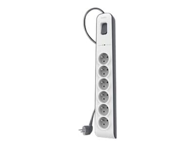 Belkin BSV603ca2m, 650 J, 6 AC-pistorasia(a), Tyyppi E, Musta, Valkoinen, Tyyppi E, 2 m