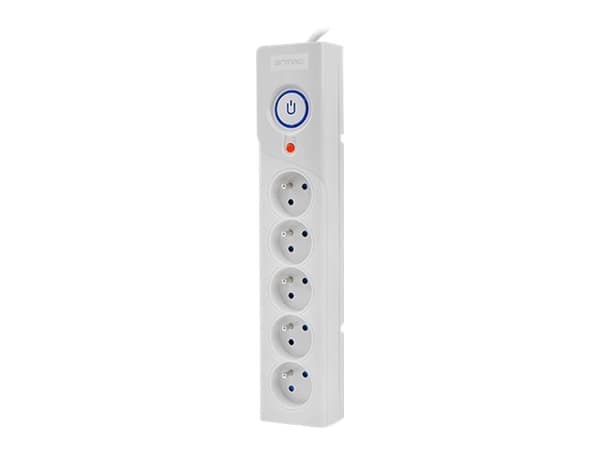 Armac Z5 - Ylijännitesuoja - AC 250 V - 2500 Watt - lähtöliittimet: 5 - 3 m kaapeli - harmaa