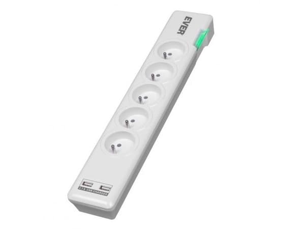 EVER ELITE USB - Ylijännitesuoja - AC 230 V - lähtöliittimet: 5 - 1,5 m kaapeli