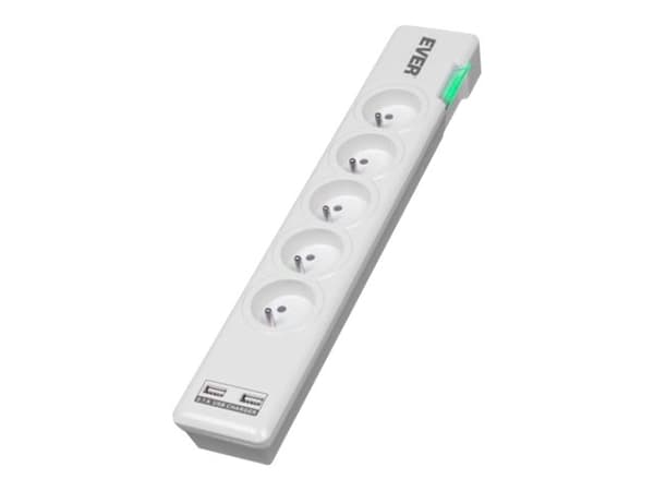 EVER ELITE USB - Ylijännitesuoja - AC 230 V - lähtöliittimet: 5 - 1,5 m kaapeli