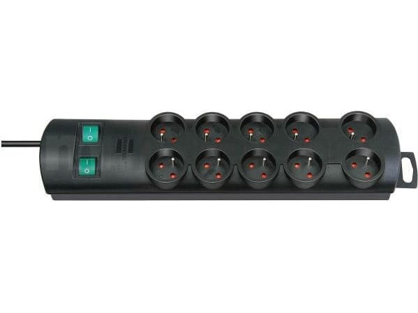Brennenstuhl 1153304120, 10 AC-pistorasia(a), Musta, IP20, 2 m, 760 g, 500 mm