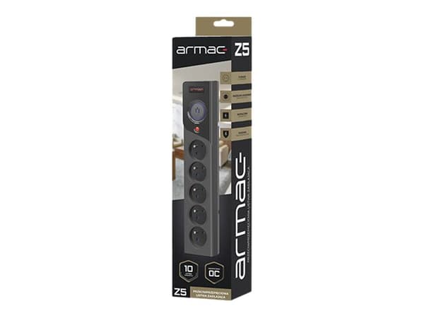 Armac Z5 - Overspenningsavleder - AC 250 V - 2500 watt - utgangskontakter: 5 - 5 m kabel - svart