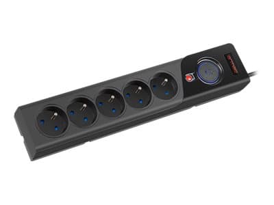 Armac Z5 - Overspenningsavleder - AC 250 V - 2500 watt - utgangskontakter: 5 - 5 m kabel - svart