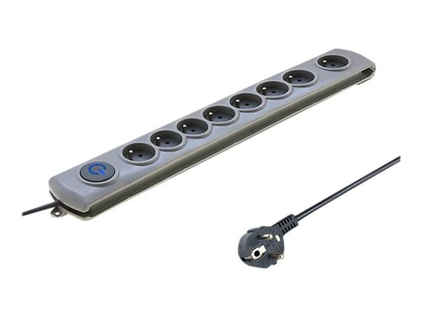 Qoltec Quick Switch - Overspenningsavleder - AC 230 V - 3680 watt - utgangskontakter: 8 - 3 m kabel - grå