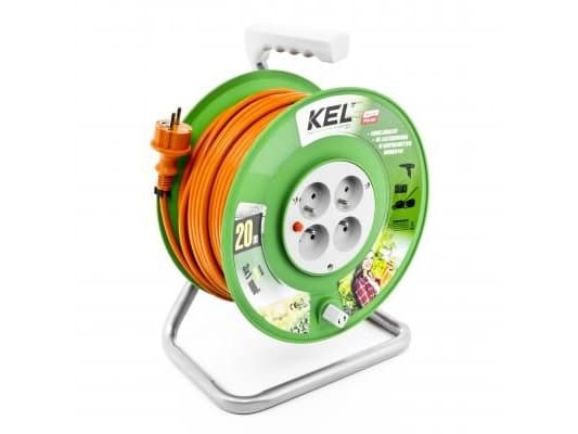 KEL STANDARD LINE spole forlengelseskabel 20m H05VV-F 3x1 4xGS 10A svart (W-97368)