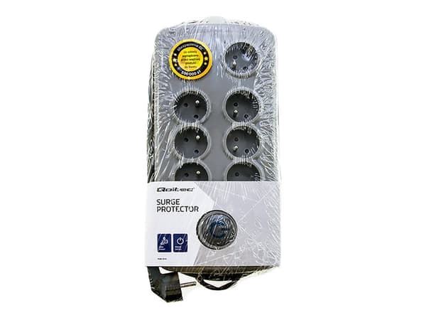 Qoltec 50162, 8 AC-pistorasia(a), 230 V, 50 Hz, 16 A, 3500 W, Harmaa