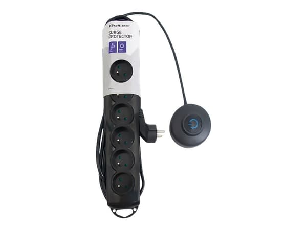 Qoltec - Overspenningsavleder - AC 230 V - 3680 watt - utgangskontakter: 7 - 1.5 m kabel - svart