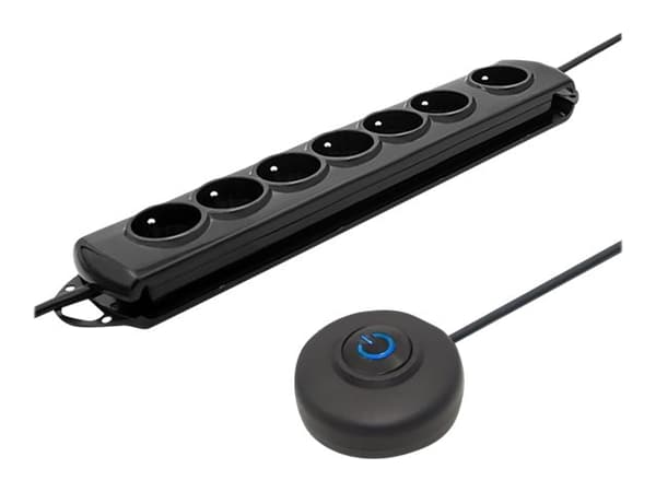 Qoltec - Overspenningsavleder - AC 230 V - 3680 watt - utgangskontakter: 7 - 1.5 m kabel - svart
