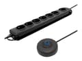 Miniatyrbilde 1 av 5: Qoltec - Overspenningsavleder - AC 230 V - 3680 watt - utgangskontakter: 7 - 1.5 m kabel - svart
