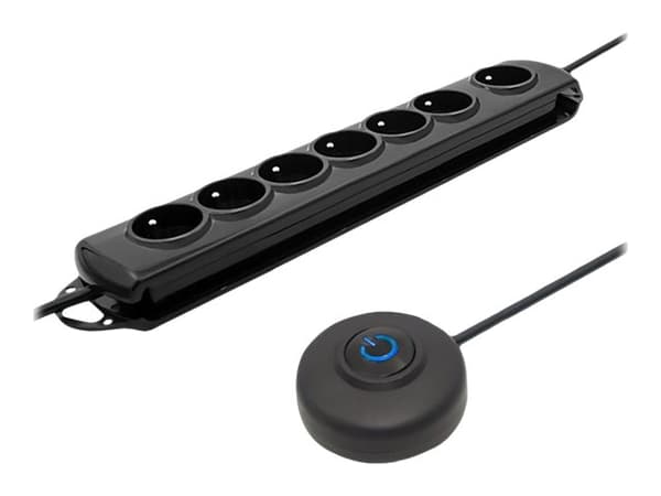 Qoltec - Overspenningsavleder - AC 230 V - 3680 watt - utgangskontakter: 7 - 1.5 m kabel - svart