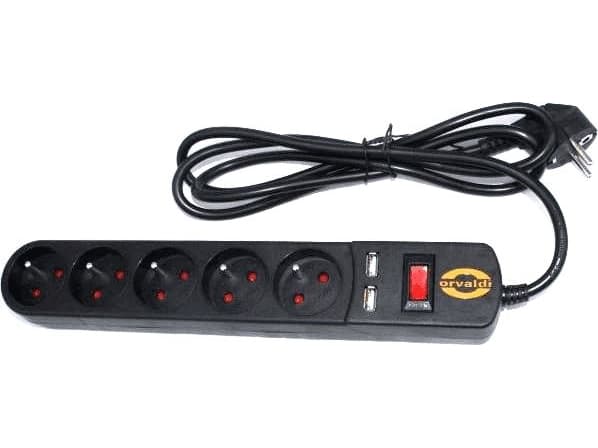 Orvaldi ORV-5 overspenningsvern 5 stikkontakter 3 m svart (AP5-3MU)
