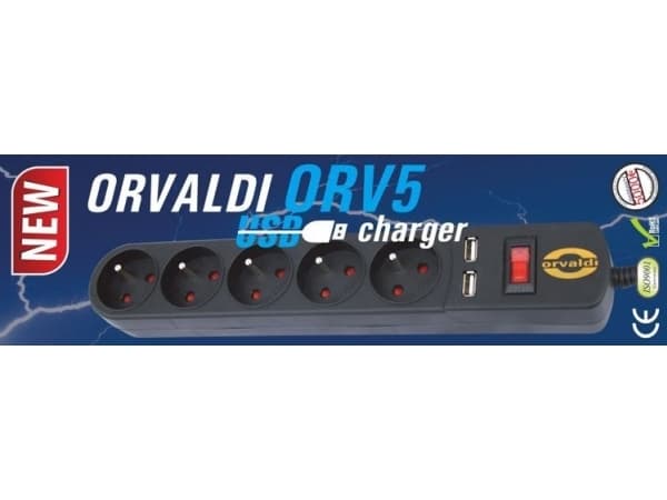 Orvaldi ORV-5 overspenningsvern 5 stikkontakter 3 m svart (AP5-3MU)