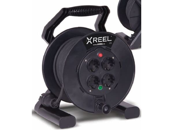 Förlängningskabel XREEL 4x2P+Z 25mb OW 3x1,5 rulle IP20 svartPCE POLAND