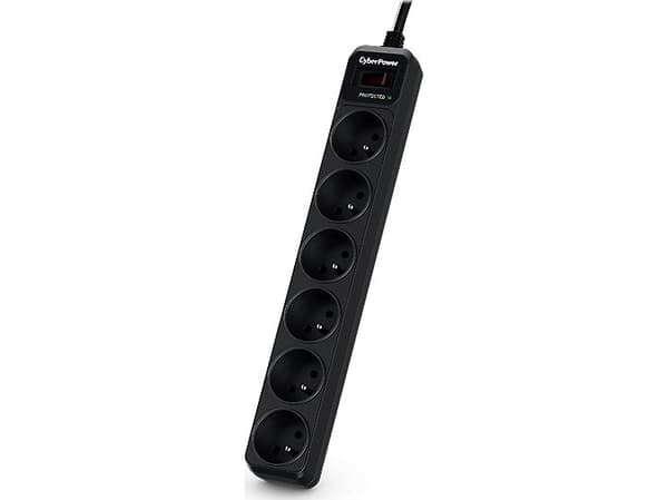 CyberPower Tracer III B0620SC0-FR, 350 J, 6 AC-pistorasia(a), Tyyppi E, 200 - 250 V, 50 - 60 Hz, Musta
