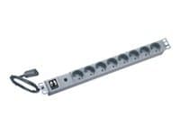 Online USV - Strømfordelingslist (kan monteres i rack) - inngang: IEC 60320 C20 - utgangskontakter: 9 (power CEE 7/7) - 1U - 19" - lysegrå, RAL 7035