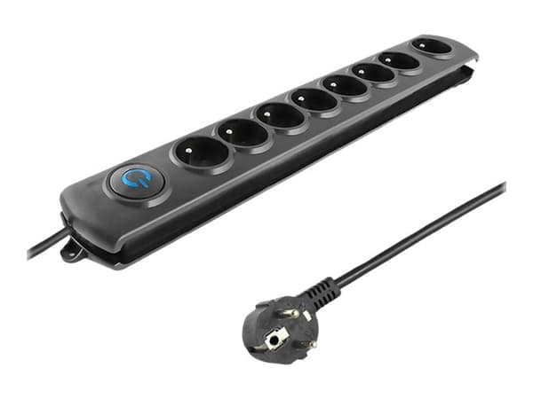 Qoltec - Overspenningsavleder - AC 230 V - 3680 watt - utgangskontakter: 8 - 1.8 m kabel - Europa - svart