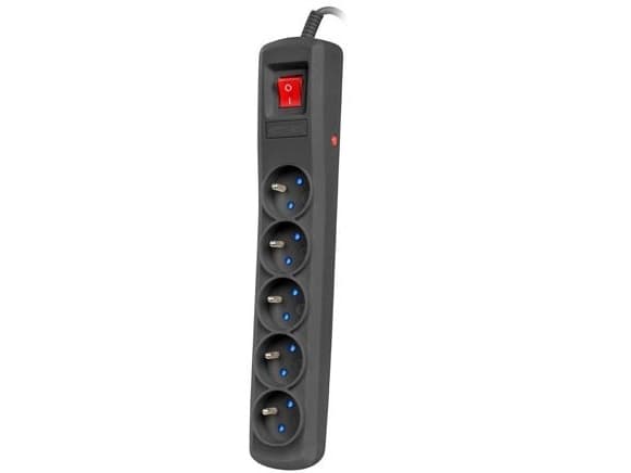 Armac ARC5, 5 AC-pistorasia(a), 250 V, 10 A, Musta, 5 m