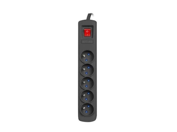 Armac ARC5, 5 AC-pistorasia(a), 250 V, 10 A, Musta, 5 m