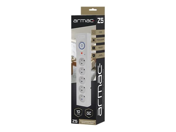 Armac Z5 - Overspenningsavleder - AC 250 V - 2500 watt - utgangskontakter: 5 - 3 m kabel - grå