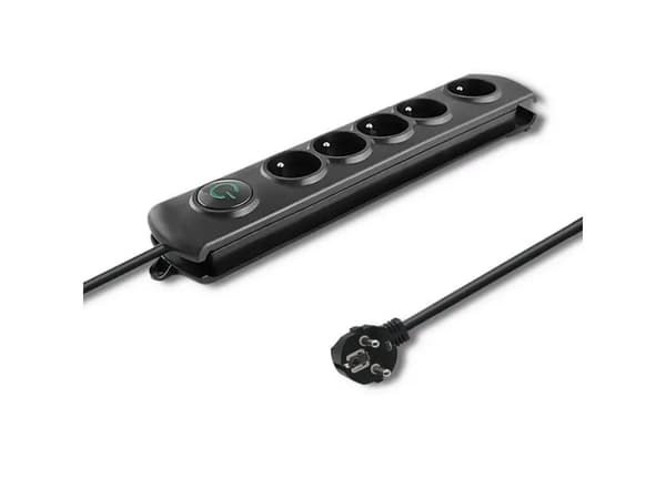 Qoltec - Overspenningsavleder - AC 230 V - 3680 watt - utgangskontakter: 5 - 3 m kabel - Frankrike - svart