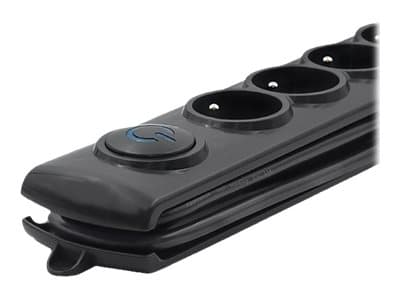 Qoltec - Overspenningsavleder - AC 230 V - 3680 watt - utgangskontakter: 5 - 1.8 m kabel - Frankrike - svart