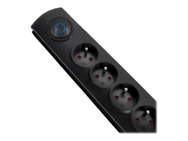 Qoltec - Overspenningsavleder - AC 230 V - 3680 watt - utgangskontakter: 5 - 1.8 m kabel - Frankrike - svart