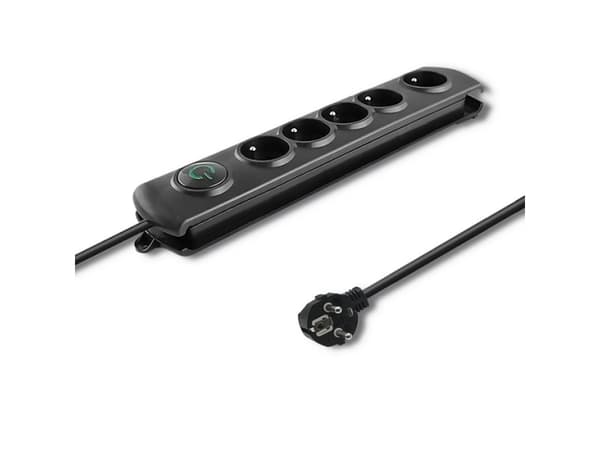 Qoltec - Overspenningsavleder - AC 230 V - 3680 watt - utgangskontakter: 5 - 3 m kabel - Frankrike - svart