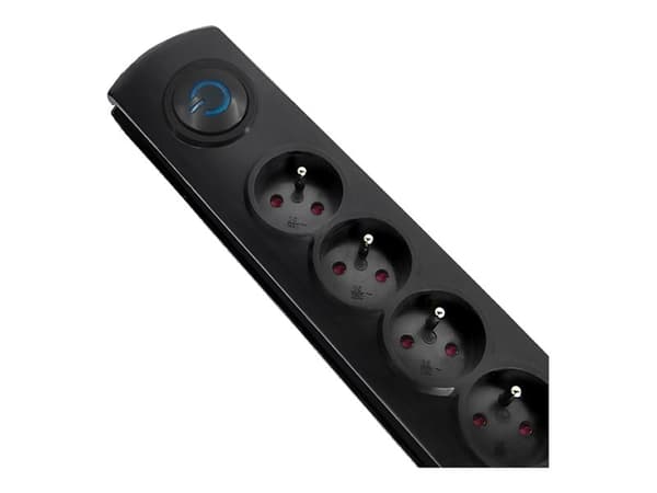 Qoltec - Overspenningsavleder - AC 230 V - 3680 watt - utgangskontakter: 5 - 3 m kabel - Frankrike - svart