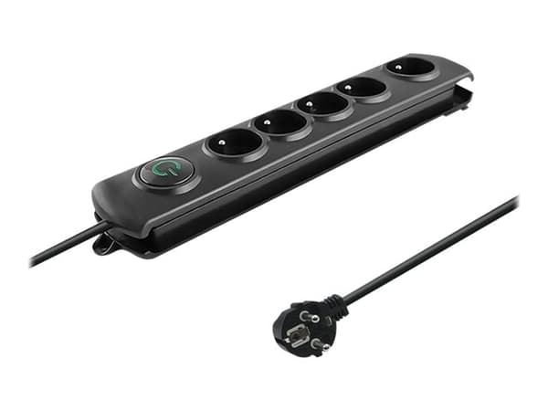 Qoltec - Overspenningsavleder - AC 230 V - 3680 watt - utgangskontakter: 5 - 3 m kabel - Frankrike - svart