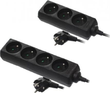 AWTools household extension cord black 3 sockets 3.0m with ground (AW24671)