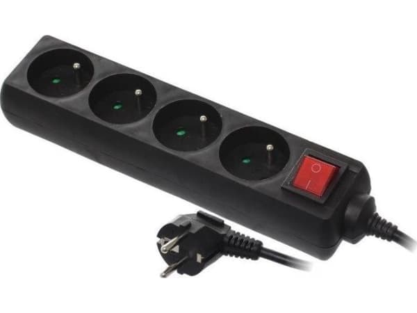 AWTools household extension cord black 4 sockets 1.5m with grounding, switch (AW24690)