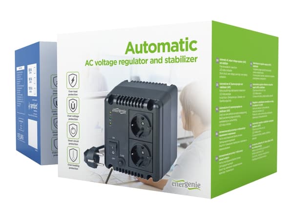 EnerGenie EG-AVR-1001 - Automatisk spenningsregulator - 600 watt - 1000 VA - utgangskontakter: 2
