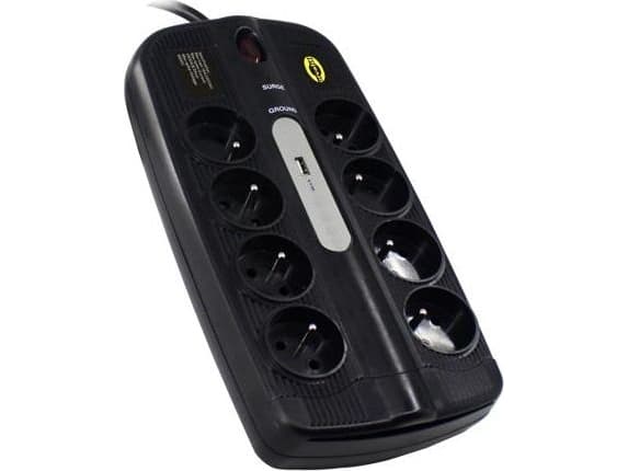 Orvaldi ORV-8PL USB 3.0 | strømskinne | overspenningsvern 4500J, 8 stikkontakter, 1x USB, 3m