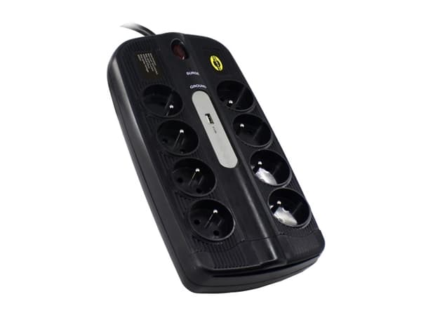 Orvaldi ORV-8PL USB 3.0 | strømskinne | overspenningsvern 4500J, 8 stikkontakter, 1x USB, 3m