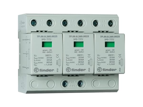 Finder 7P.03.8.260.1025 Ylijännitesuoja tyyppi 1/2 Sarja 7P IP20 (7P.03.8.260.1025)