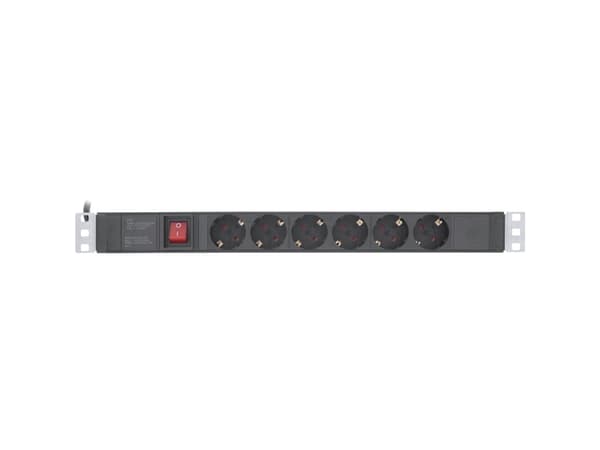 InLine 16416S, 6 AC-utganger, 3680 W, 1,5 mm², Sort, Aluminium, Plast, Aluminium, Plast