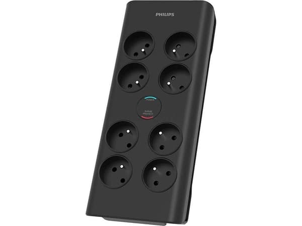 Philips SPN7080BA/60, 900 J, 8 AC-utgångar, 3680 W, 16 A, Svart, 2 m