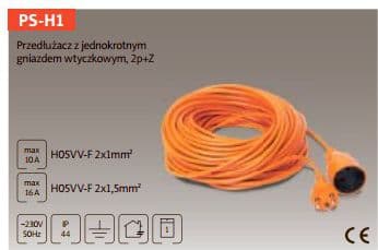 Plastrol 2p,10A, 250V, 2x1mm2, 15m, oranssi (PS-H1/1.0/15.0 POM)